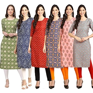 Pinkmint Womens Crepe Digital Print Straight Kurta