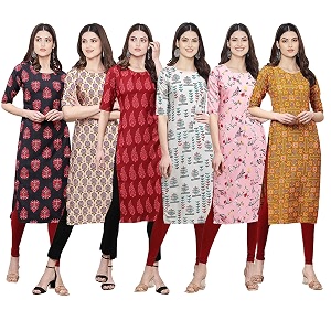 Pinkmint Womens Crepe Digital Print Straight Kurta