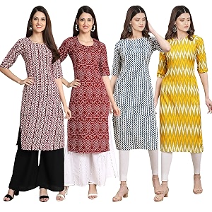 Pinkmint Womens Crepe Digital Print Straight Kurta