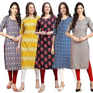 Pinkmint Womens Crepe Digital Print Straight Kurta