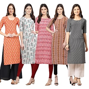 Pinkmint Womens Crepe Digital Print Straight Kurta