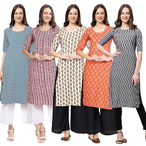 Pinkmint Womens Crepe Digital Print Straight Kurta