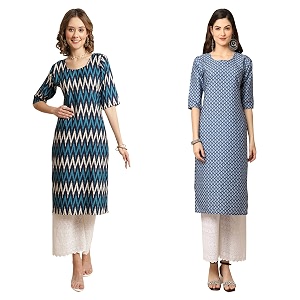Pinkmint Womens Crepe Digital Print Straight Kurta