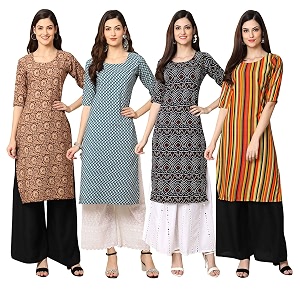 Pinkmint Womens Crepe Digital Print Straight Kurta