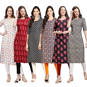 Pinkmint Womens Crepe Digital Print Straight Kurta