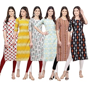 Pinkmint Womens Crepe Digital Print Straight Kurta
