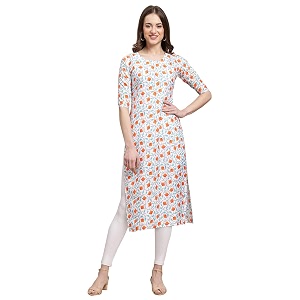 Pinkmint Womens Crepe Digital Print Straight Kurta