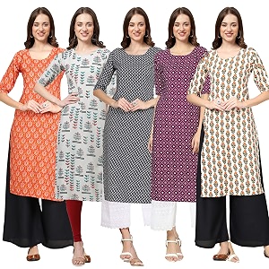 Pinkmint Womens Crepe Digital Print Straight Kurta
