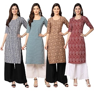 Pinkmint Womens Crepe Digital Print Straight Kurta