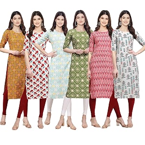 Pinkmint Womens Crepe Digital Print Straight Kurta