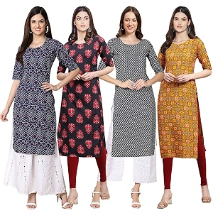 Pinkmint Womens Crepe Digital Print Straight Kurta