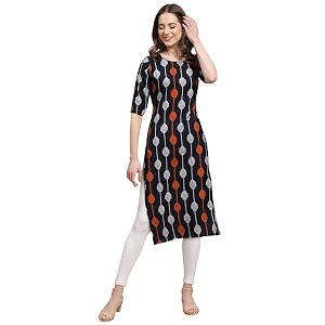 Pinkmint Womens Crepe Digital Print Straight Kurta