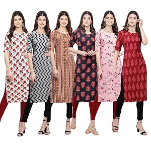 Pinkmint Womens Crepe Digital Print Straight Kurta