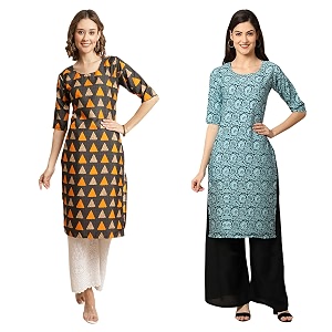 Pinkmint Womens Crepe Digital Print Straight Kurta