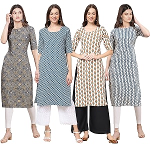 Pinkmint Womens Crepe Digital Print Straight Kurta