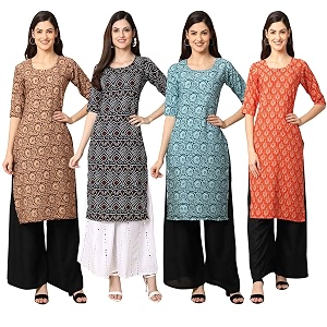 Pinkmint Womens Crepe Digital Print Straight Kurta