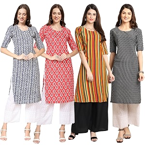 Pinkmint Womens Crepe Digital Print Straight Kurta