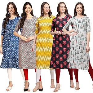 Pinkmint Womens Crepe Digital Print Straight Kurta