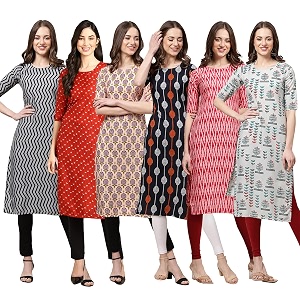 Pinkmint Womens Crepe Digital Print Straight Kurta