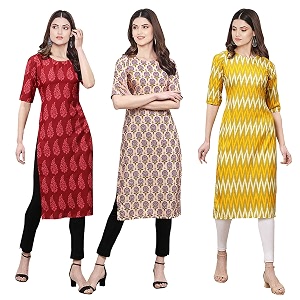 Pinkmint Womens Crepe Digital Print Straight Kurta