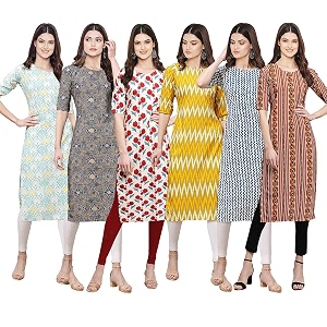 Pinkmint Womens Crepe Digital Print Straight Kurta