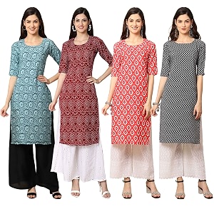 Pinkmint Womens Crepe Digital Print Straight Kurta