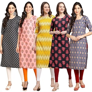 Pinkmint Womens Crepe Digital Print Straight Kurta