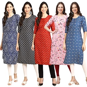Pinkmint Womens Crepe Digital Print Straight Kurta