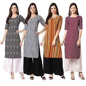 Pinkmint Womens Crepe Digital Print Straight Kurta