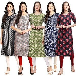 Pinkmint Womens Crepe Digital Print Straight Kurta