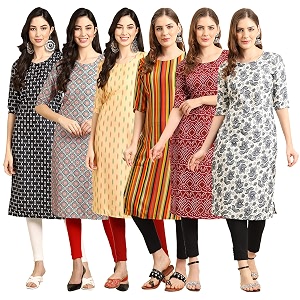 Pinkmint Womens Crepe Digital Print Straight Kurta