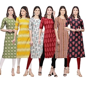 Pinkmint Womens Crepe Digital Print Straight Kurta