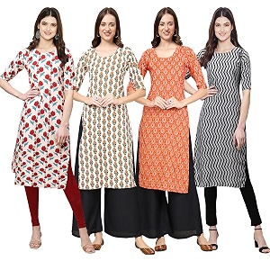Pinkmint Womens Crepe Digital Print Straight Kurta