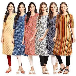 Pinkmint Womens Crepe Digital Print Straight Kurta