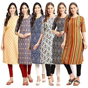 Pinkmint Womens Crepe Digital Print Straight Kurta