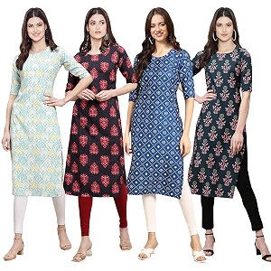 Pinkmint Womens Crepe Digital Print Straight Kurta