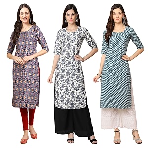 Pinkmint Womens Crepe Digital Print Straight Kurta