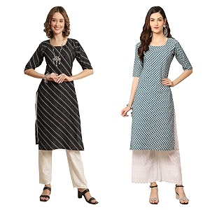 Pinkmint Womens Crepe Digital Print Straight Kurta