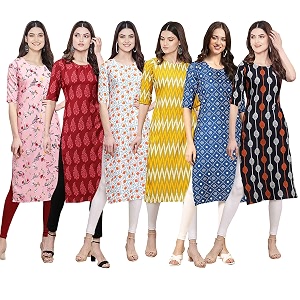 Pinkmint Womens Crepe Digital Print Straight Kurta