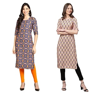 Pinkmint Womens Crepe Digital Print Straight Kurta