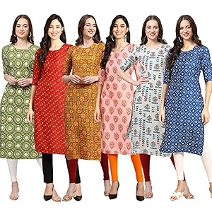 Pinkmint Womens Crepe Digital Print Straight Kurta