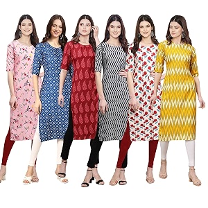 Pinkmint Womens Crepe Digital Print Straight Kurta