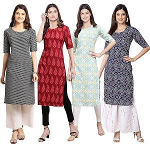 Pinkmint Womens Crepe Digital Print Straight Kurta