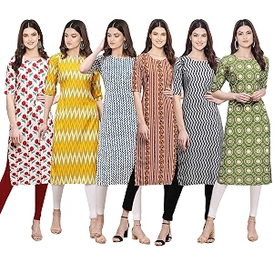 Pinkmint Womens Crepe Digital Print Straight Kurta