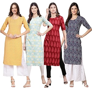 Pinkmint Womens Crepe Digital Print Straight Kurta