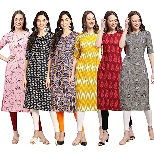 Pinkmint Womens Crepe Digital Print Straight Kurta