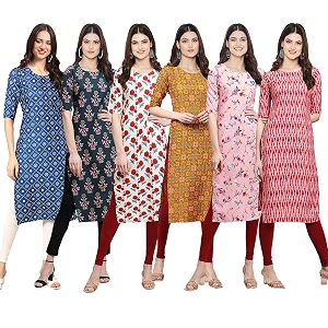 Pinkmint Womens Crepe Digital Print Straight Kurta