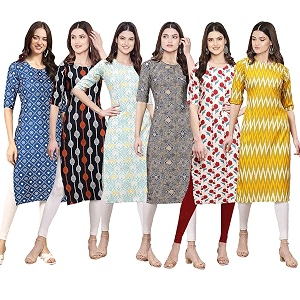 Pinkmint Womens Crepe Digital Print Straight Kurta