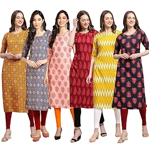 Pinkmint Womens Crepe Digital Print Straight Kurta