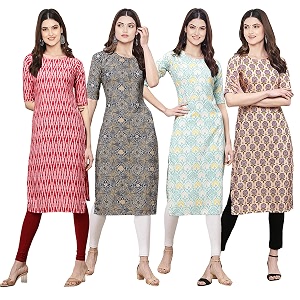 Pinkmint Womens Crepe Digital Print Straight Kurta